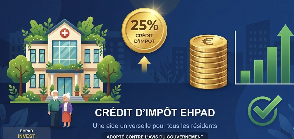 image Crédit d'impôt de 25 % pour les frais d'EHPAD : Une révolution fiscale adoptée contre l'avis du gouvernement 🏥